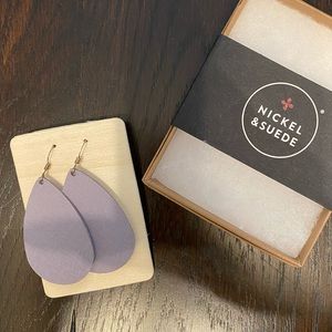 Nickel & Suede - Lilac Grey Small Leather Earring